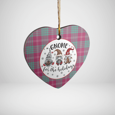 Clan Crawford Ancient Tartan Tartan Crest Gnome Heart Ceramic Ornament