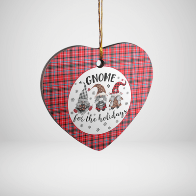 Clan Straiton Aderbeen Tartan Tartan Crest Gnome Heart Ceramic Ornament