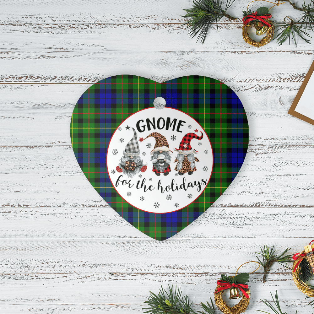 Clan Rollo Tartan Tartan Crest Gnome Heart Ceramic Ornament PV76 Rollo Tartan Tartan Christmas
