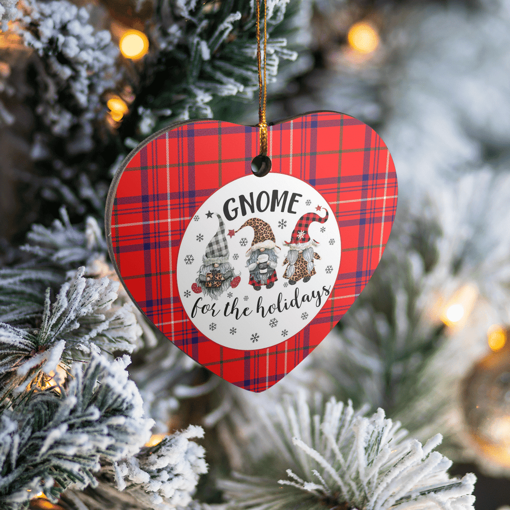 Clan Rose Tartan Tartan Crest Gnome Heart Ceramic Ornament DI21 Rose Tartan Tartan Christmas