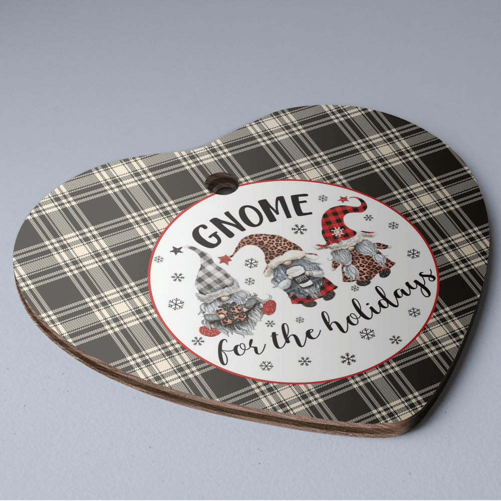 Clan Menzies Black & White Ancient Tartan Tartan Crest Gnome Heart Ceramic Ornament ZK41 Menzies Black & White Ancient Tartan Tartan Christmas