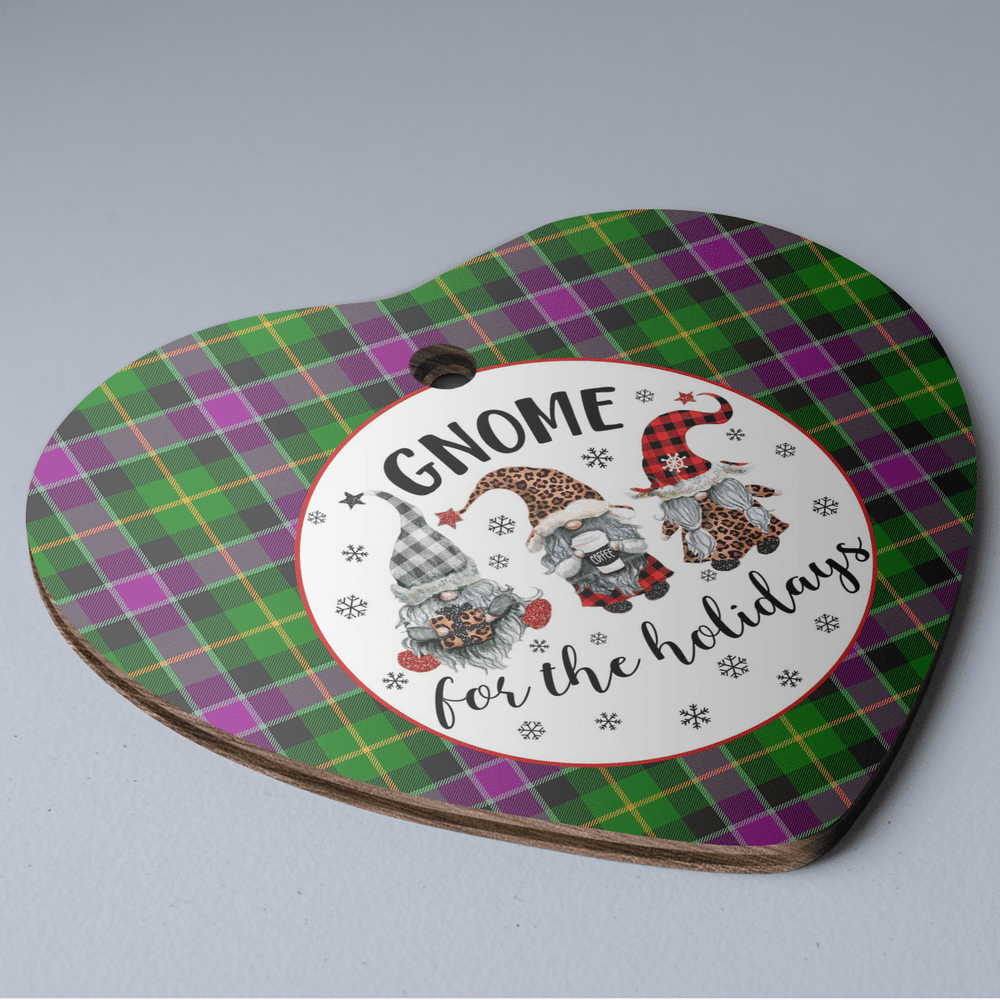 Clan Selkirk Tartan Tartan Crest Gnome Heart Ceramic Ornament VR66 Selkirk Tartan Tartan Christmas