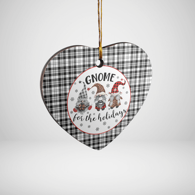 Clan Scott Black & White Modern Tartan Tartan Crest Gnome Heart Ceramic Ornament MB23
