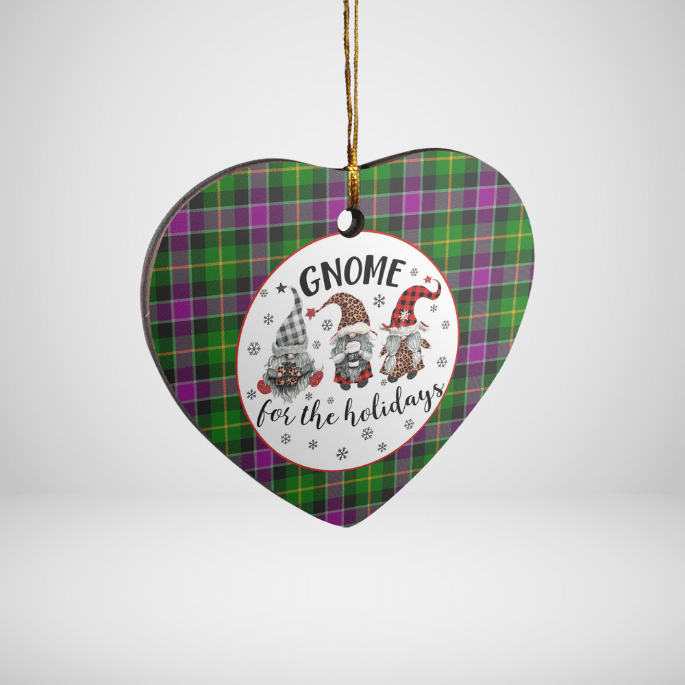 Clan Selkirk Tartan Tartan Crest Gnome Heart Ceramic Ornament VR66 Selkirk Tartan Tartan Christmas