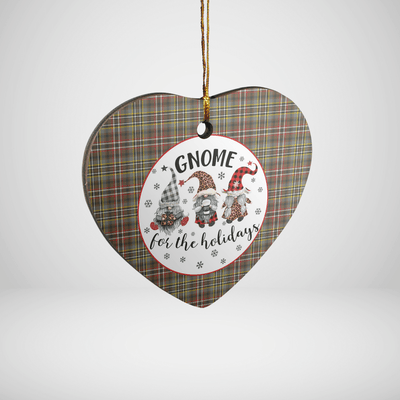 Clan Scott Green Weathered Tartan Tartan Crest Gnome Heart Ceramic Ornament GT10