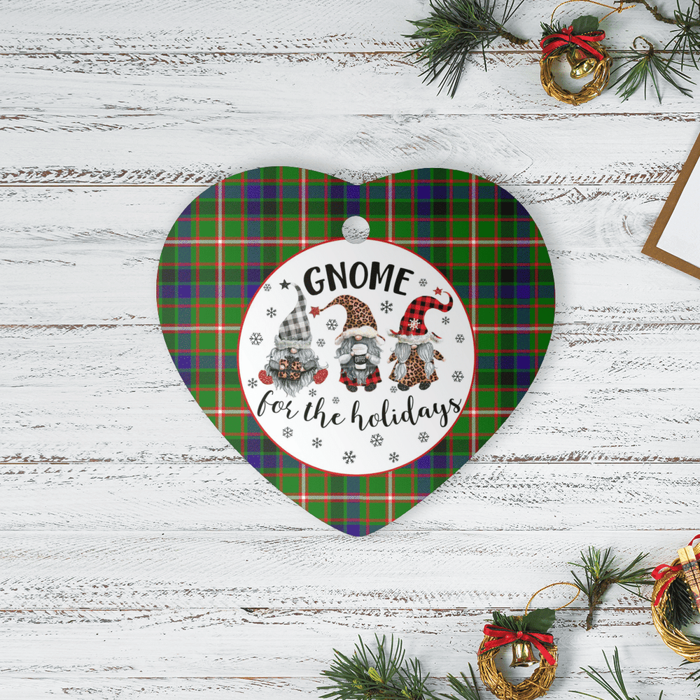 Clan Reid Green Tartan Tartan Crest Gnome Heart Ceramic Ornament VU54 Reid Green Tartan Tartan Christmas