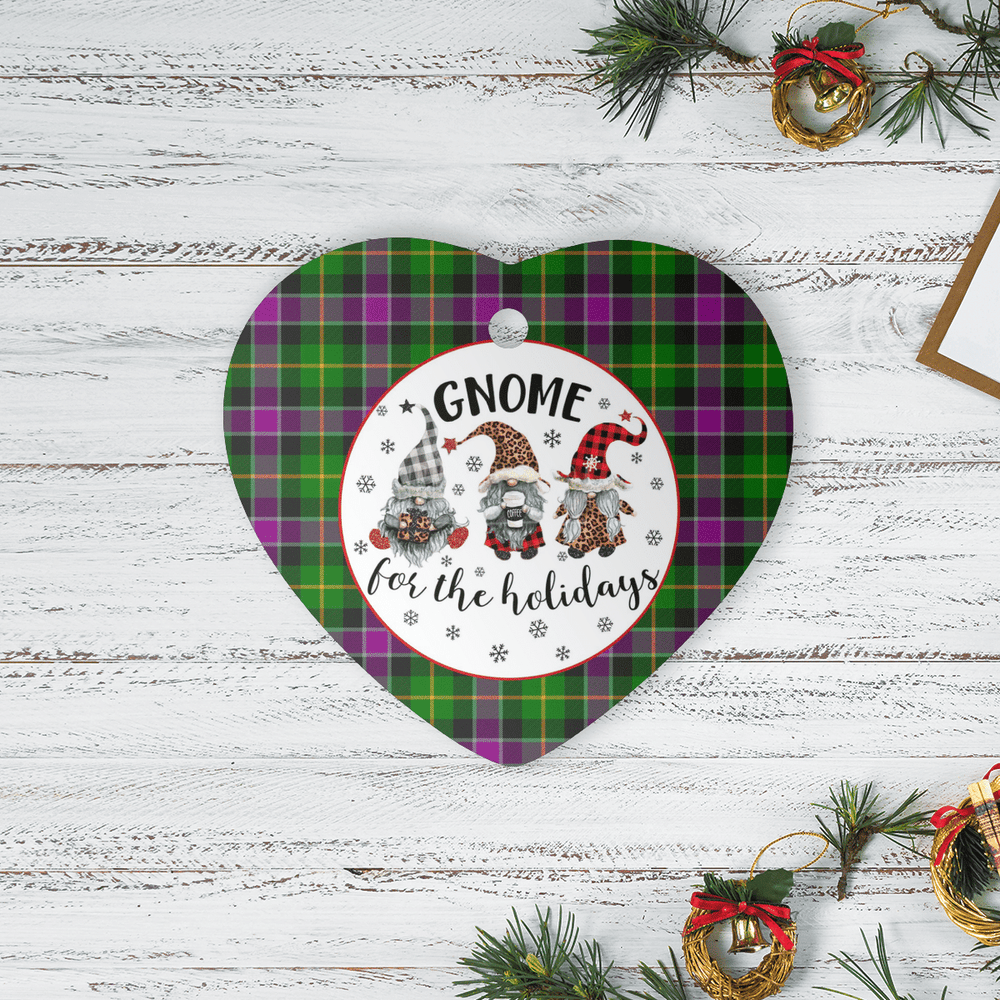 Clan Selkirk Tartan Tartan Crest Gnome Heart Ceramic Ornament VR66 Selkirk Tartan Tartan Christmas