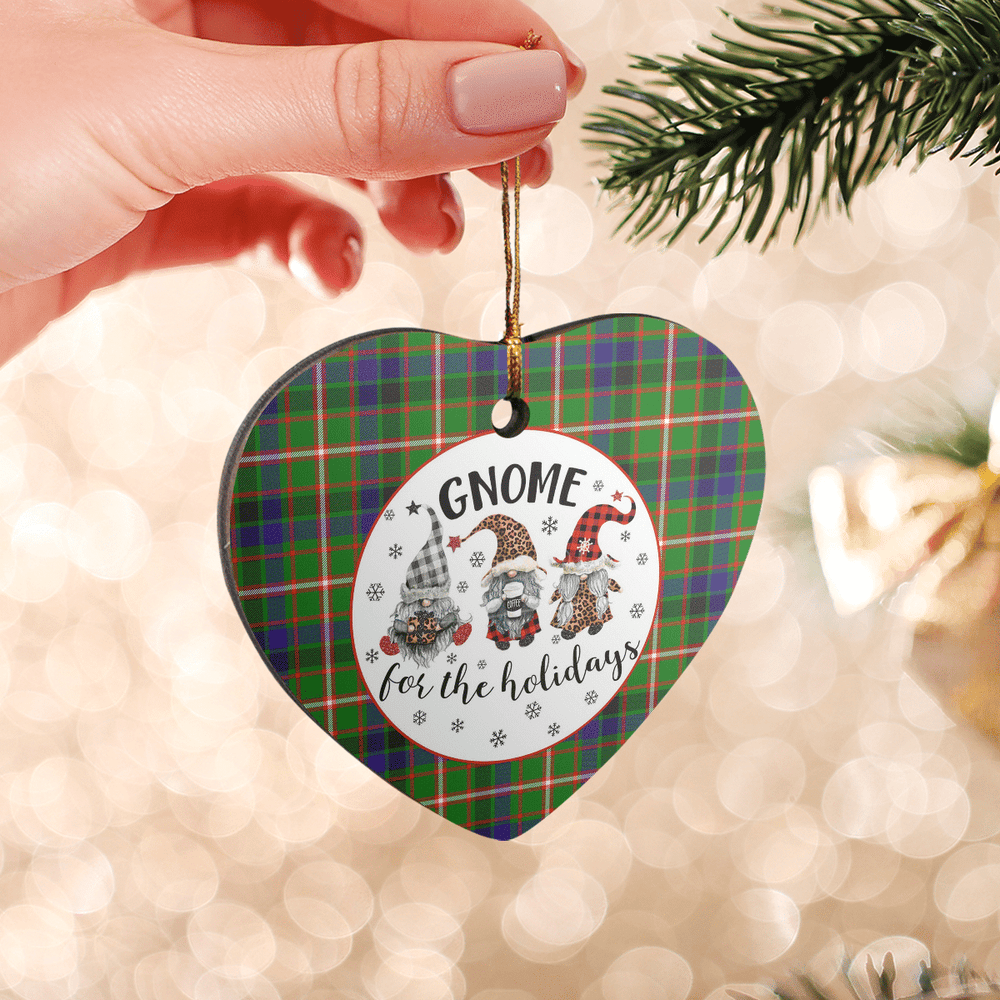 Clan Reid Green Tartan Tartan Crest Gnome Heart Ceramic Ornament VU54 Reid Green Tartan Tartan Christmas