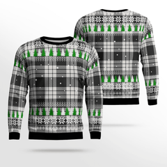 Clan MacFarlane Black & White Ancient Tartan Christmas Ugly Sweater MX13 MacFarlane Black & White Ancient Tartan Tartan Ugly Sweater