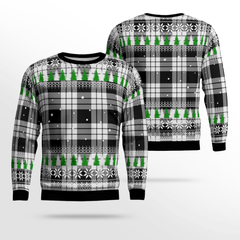 Clan MacFarlane Black & White Tartan Christmas Ugly Sweater UZ39 MacFarlane Black & White Tartan Tartan Ugly Sweater