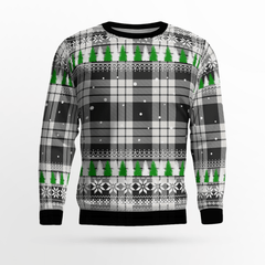 Clan MacFarlane Black & White Ancient Tartan Christmas Ugly Sweater MX13 MacFarlane Black & White Ancient Tartan Tartan Ugly Sweater