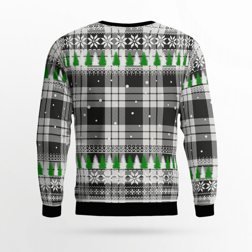 Clan MacFarlane Black & White Ancient Tartan Christmas Ugly Sweater MX13 MacFarlane Black & White Ancient Tartan Tartan Ugly Sweater