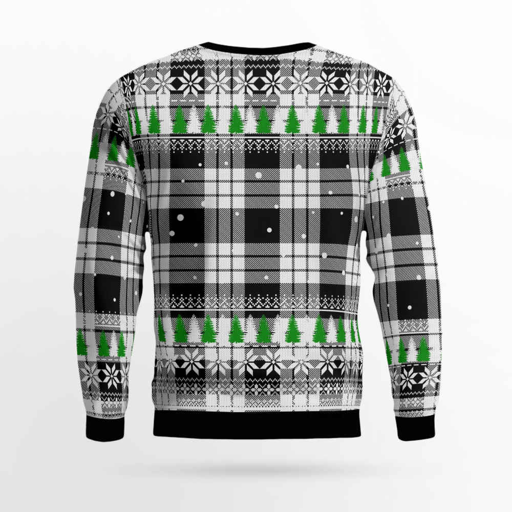 Clan MacFarlane Black & White Tartan Christmas Ugly Sweater UZ39 MacFarlane Black & White Tartan Tartan Ugly Sweater