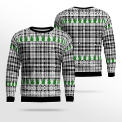 Clan Scott Black & White Modern Tartan Christmas Ugly Sweater OM41 Scott Black & White Modern Tartan Tartan Ugly Sweater