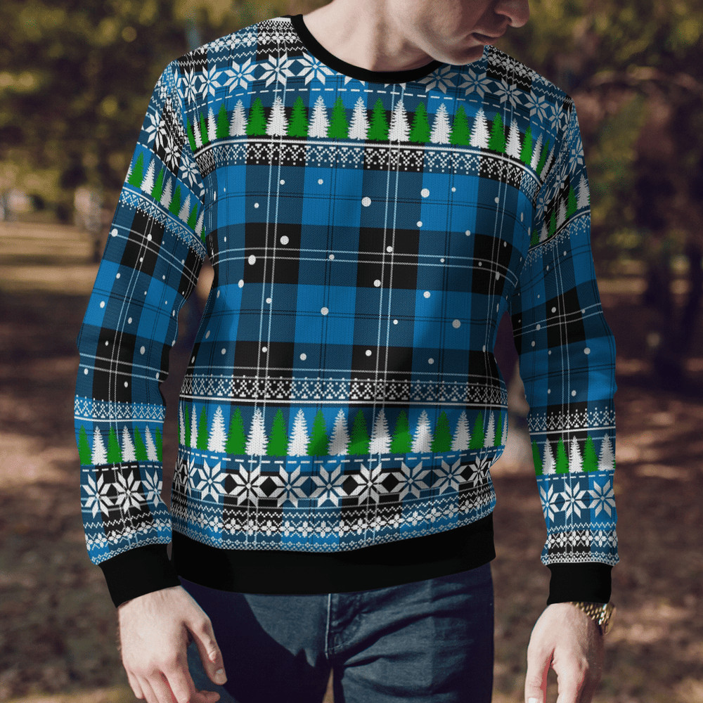 Clan Ramsay Blue Ancient Tartan Christmas Ugly Sweater KP14 Ramsay Blue Ancient Tartan Tartan Ugly Sweater