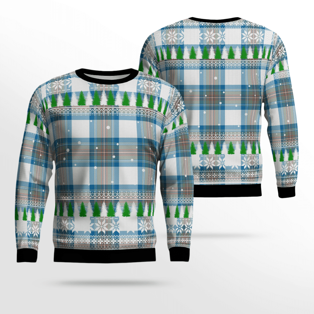 Clan Stewart Muted Blue Tartan Christmas Ugly Sweater AC75 Stewart Muted Blue Tartan Tartan Ugly Sweater
