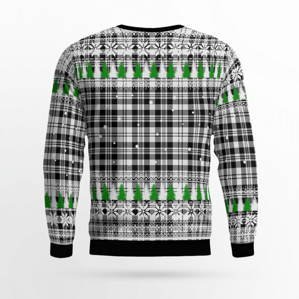 Clan Scott Black & White Modern Tartan Christmas Ugly Sweater OM41 Scott Black & White Modern Tartan Tartan Ugly Sweater