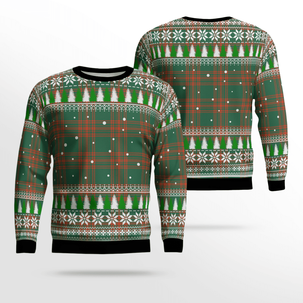 Clan Menzies Green Ancient Tartan Christmas Ugly Sweater FO48 Menzies Green Ancient Tartan Tartan Ugly Sweater