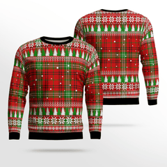 Clan Morrison Red Modern Tartan Christmas Ugly Sweater JA80 Morrison Red Modern Tartan Tartan Ugly Sweater