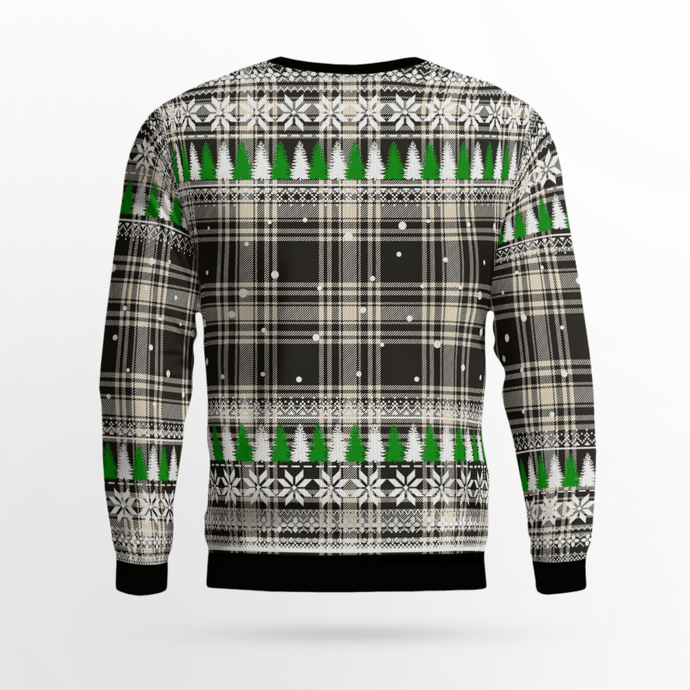 Clan Menzies Black & White Ancient Tartan Christmas Ugly Sweater DH18 Menzies Black & White Ancient Tartan Tartan Ugly Sweater