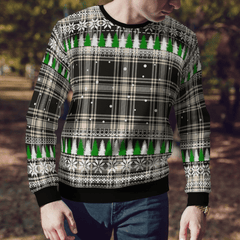 Clan Menzies Black & White Ancient Tartan Christmas Ugly Sweater DH18 Menzies Black & White Ancient Tartan Tartan Ugly Sweater