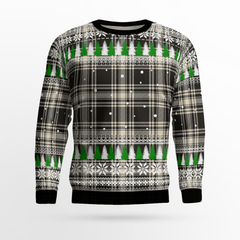 Clan Menzies Black & White Ancient Tartan Christmas Ugly Sweater DH18 Menzies Black & White Ancient Tartan Tartan Ugly Sweater