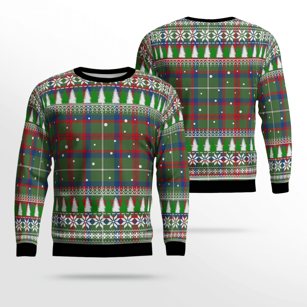 Clan Shaw Green Modern Tartan Christmas Ugly Sweater FW11 Shaw Green Modern Tartan Tartan Ugly Sweater