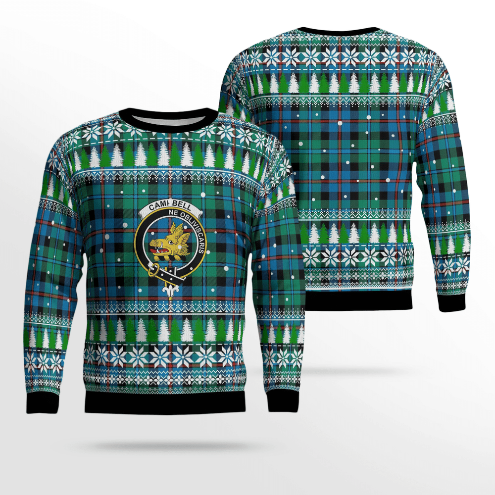 Clan Campbell of Cawdor Ancient Crest Tartan Christmas Ugly Sweater MS25 Campbell of Cawdor Ancient Crest Tartan Tartan Ugly Sweater