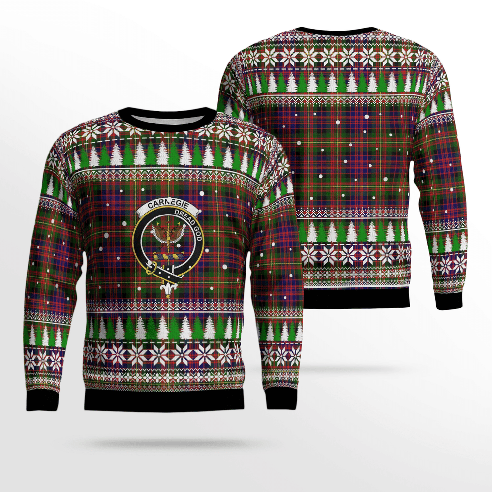 Clan Carnegie Modern Crest Tartan Christmas Ugly Sweater WU90 Carnegie Modern Crest Tartan Tartan Ugly Sweater
