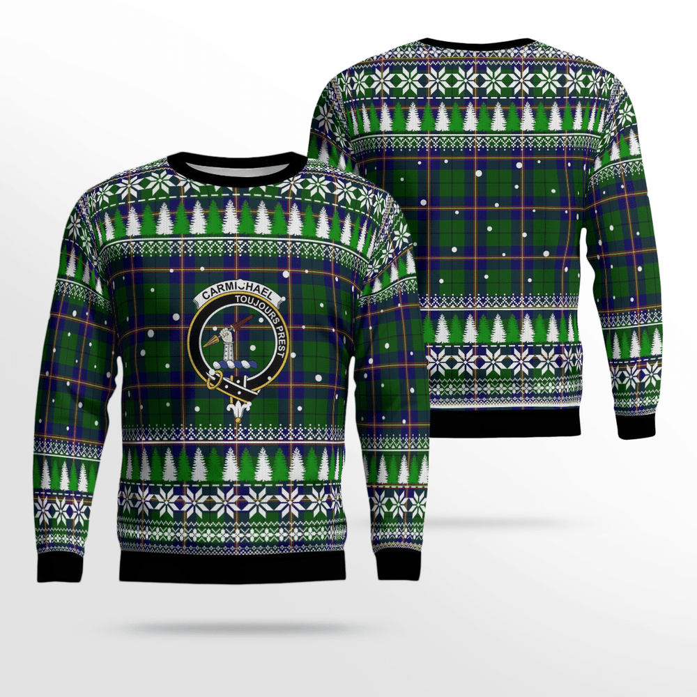 Clan Carmichael Modern Crest Tartan Christmas Ugly Sweater DJ87 Carmichael Modern Crest Tartan Tartan Ugly Sweater