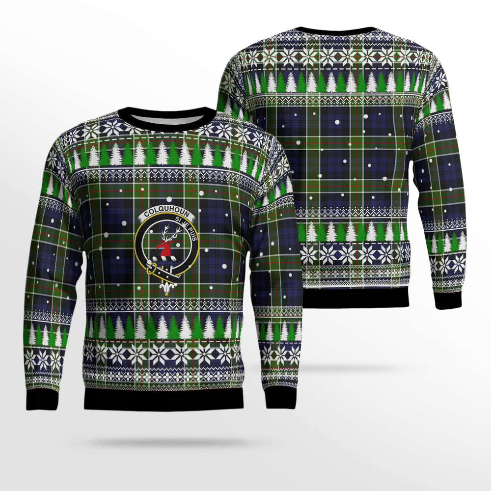 Clan Colquhoun Crest Tartan Christmas Ugly Sweater HK28 Colquhoun Crest Tartan Tartan Ugly Sweater
