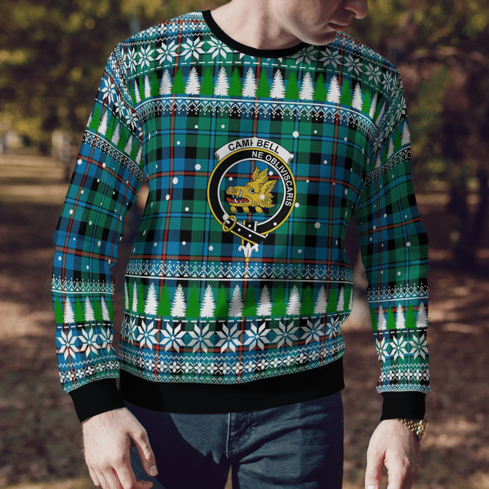 Clan Campbell of Cawdor Ancient Crest Tartan Christmas Ugly Sweater MS25 Campbell of Cawdor Ancient Crest Tartan Tartan Ugly Sweater