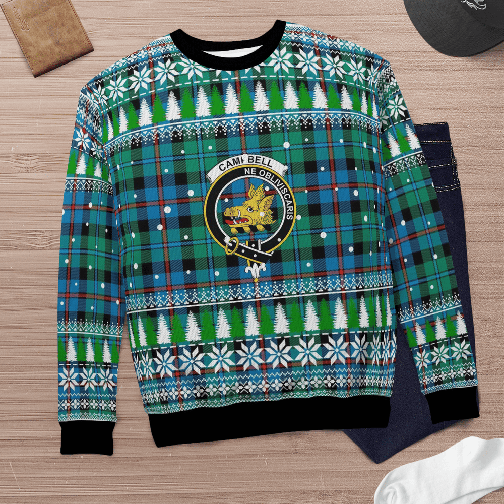 Clan Campbell of Cawdor Ancient Crest Tartan Christmas Ugly Sweater MS25 Campbell of Cawdor Ancient Crest Tartan Tartan Ugly Sweater
