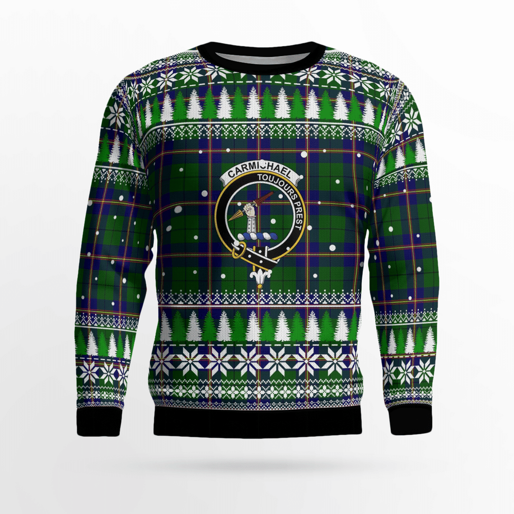 Clan Carmichael Modern Crest Tartan Christmas Ugly Sweater DJ87 Carmichael Modern Crest Tartan Tartan Ugly Sweater