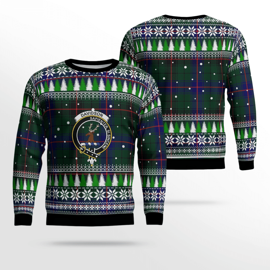 Clan Davidson Modern Crest Tartan Christmas Ugly Sweater ZR66 Davidson Modern Crest Tartan Tartan Ugly Sweater