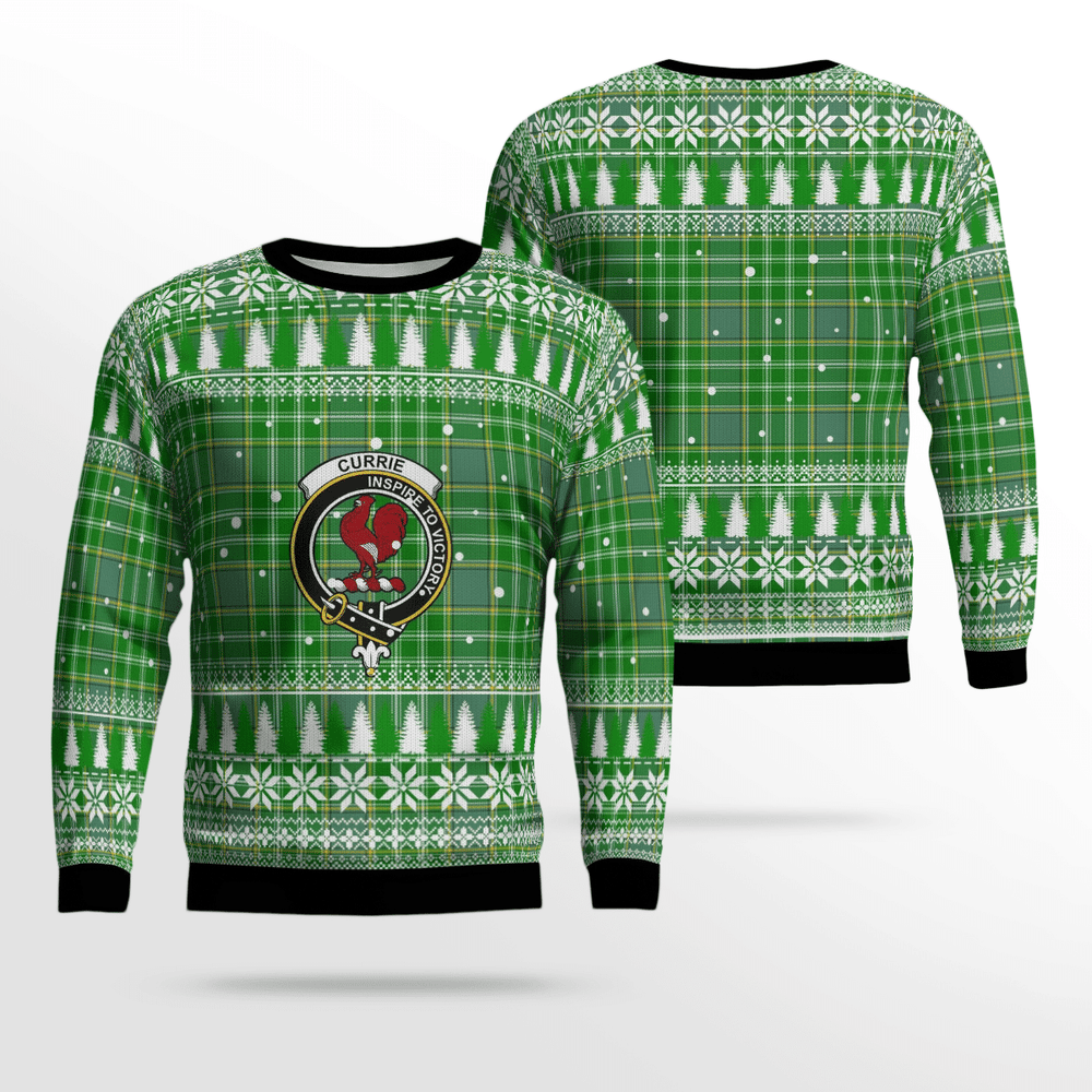 Clan Currie Crest Tartan Christmas Ugly Sweater UQ89 Currie Crest Tartan Tartan Ugly Sweater