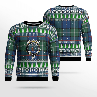 Clan Davidson of Tulloch Crest Tartan Christmas Ugly Sweater