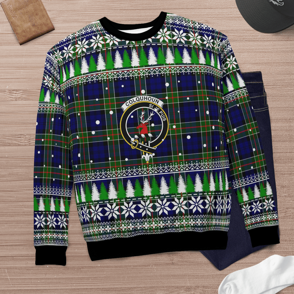 Clan Colquhoun Modern Crest Tartan Christmas Ugly Sweater QE44 Colquhoun Modern Crest Tartan Tartan Ugly Sweater