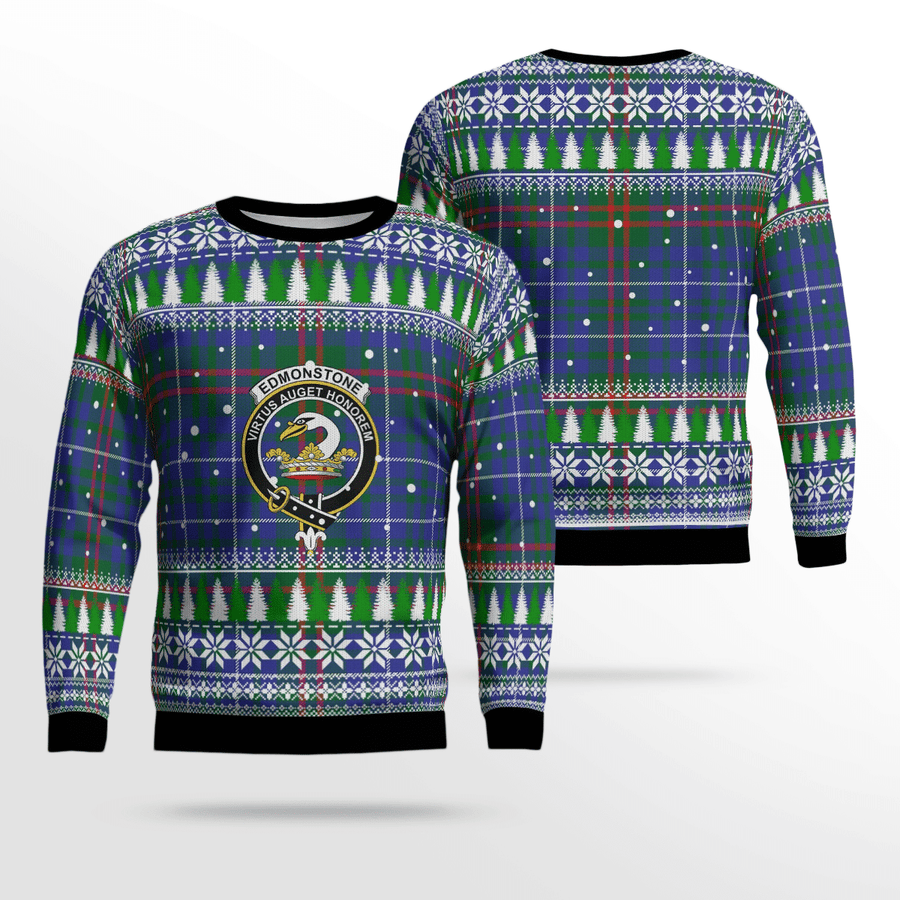 Clan Edmonstone Crest Tartan Christmas Ugly Sweater UJ22 Edmonstone Crest Tartan Tartan Ugly Sweater