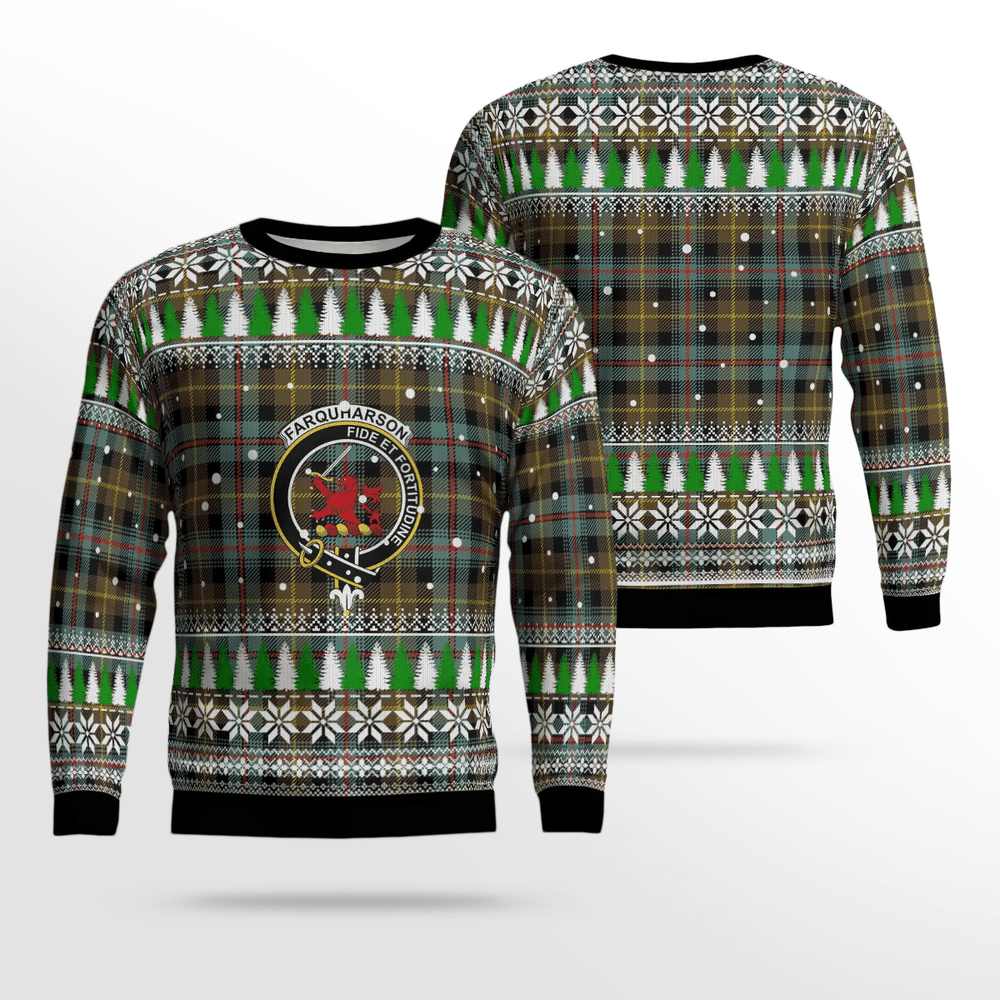 Clan Farquharson Weathered Crest Tartan Christmas Ugly Sweater EV52 Farquharson Weathered Crest Tartan Tartan Ugly Sweater