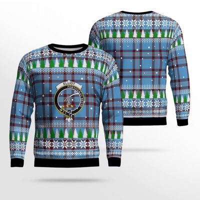 Clan Elliot Ancient Crest Tartan Christmas Ugly Sweater