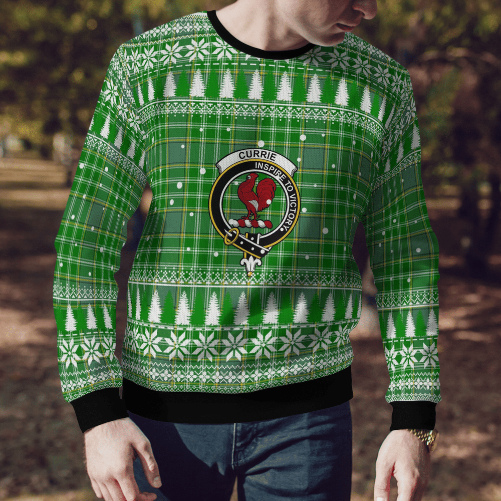 Clan Currie Crest Tartan Christmas Ugly Sweater UQ89 Currie Crest Tartan Tartan Ugly Sweater