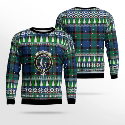 Clan Fletcher Ancient Crest Tartan Christmas Ugly Sweater