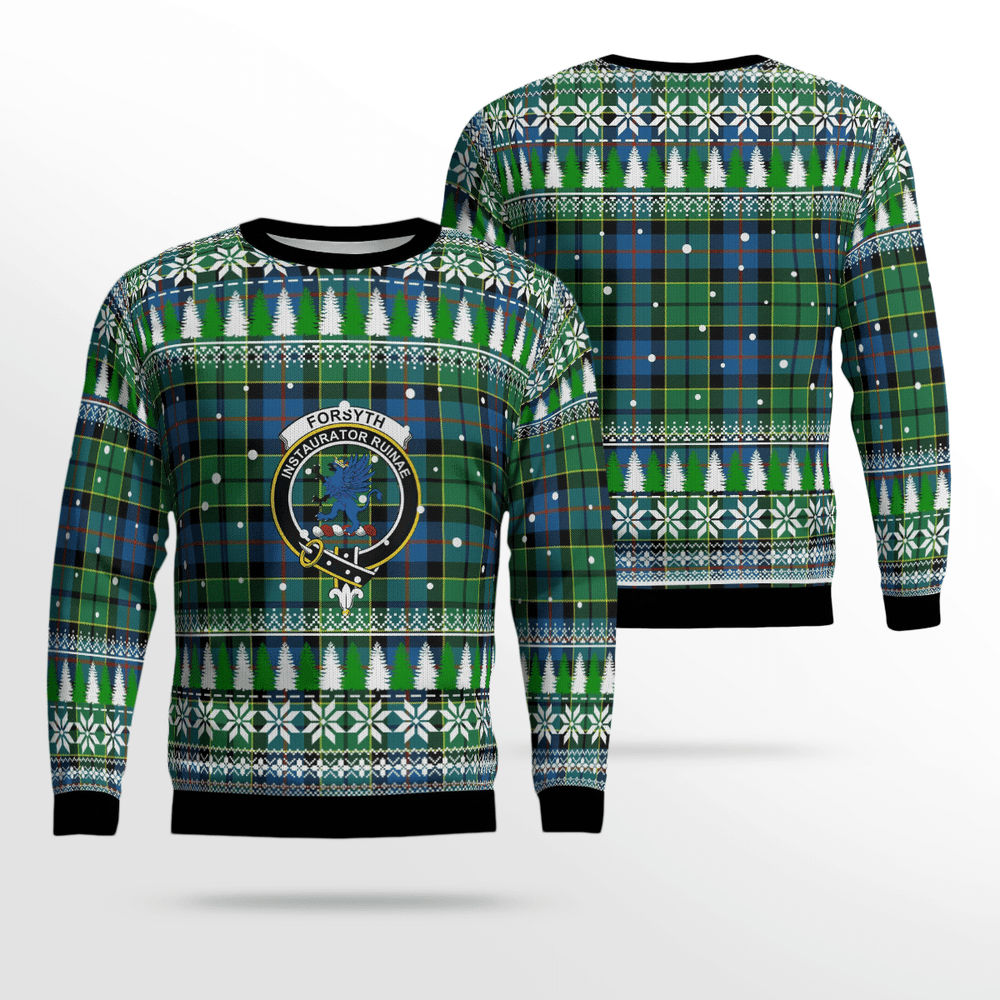 Clan Forsyth Ancient Crest Tartan Christmas Ugly Sweater DR89 Forsyth Ancient Crest Tartan Tartan Ugly Sweater
