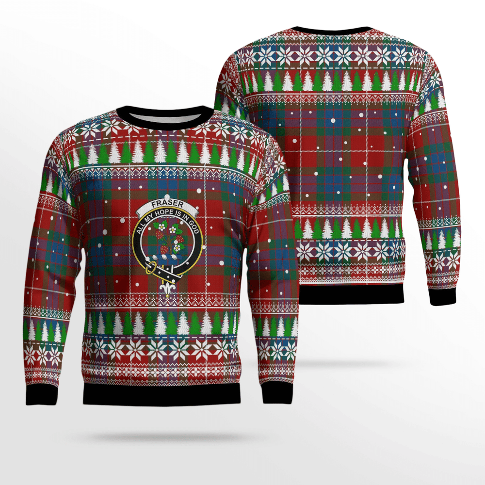 Clan Fraser Ancient Crest Tartan Christmas Ugly Sweater SJ91 Fraser Ancient Crest Tartan Tartan Ugly Sweater