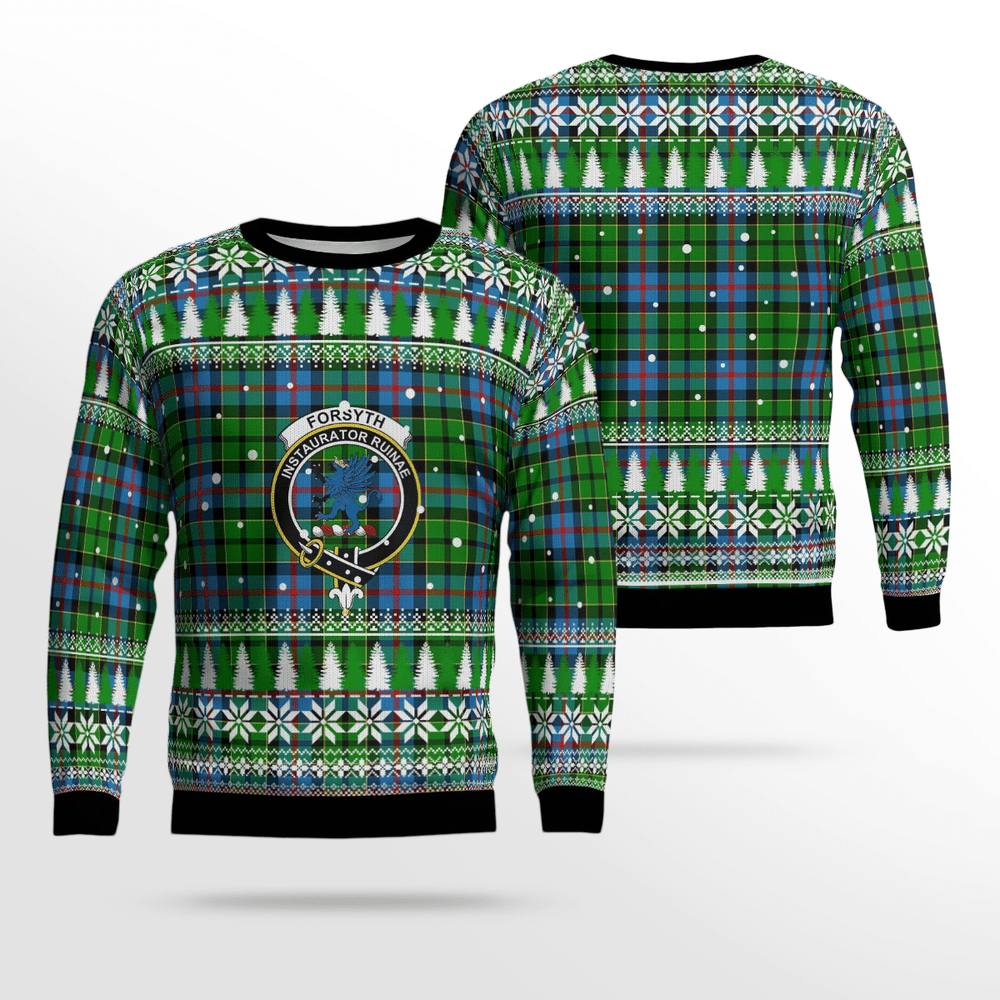 Clan Forsyth Crest Tartan Christmas Ugly Sweater AT24 Forsyth Crest Tartan Tartan Ugly Sweater