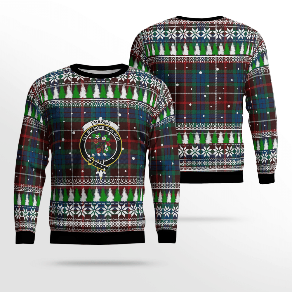 Clan Fraser Hunting Ancient Crest Tartan Christmas Ugly Sweater XW72 Fraser Hunting Ancient Crest Tartan Tartan Ugly Sweater