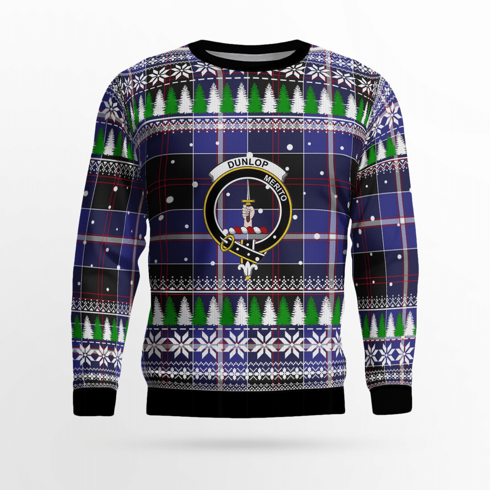 Clan Dunlop Modern Crest Tartan Christmas Ugly Sweater JA41 Dunlop Modern Crest Tartan Tartan Ugly Sweater