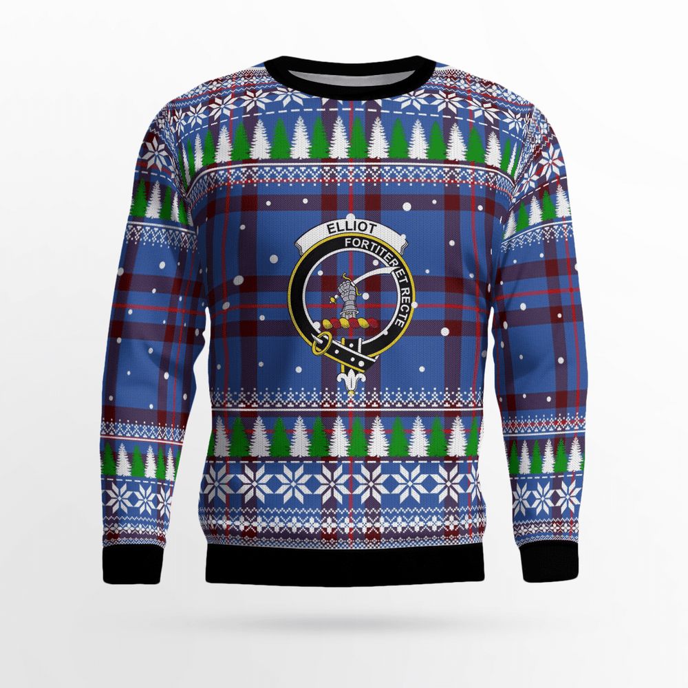 Clan Elliot Modern Crest Tartan Christmas Ugly Sweater WT25 Elliot Modern Crest Tartan Tartan Ugly Sweater