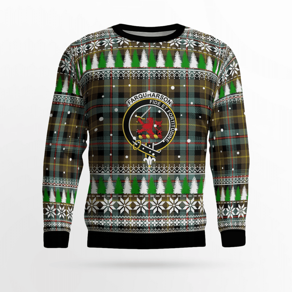 Clan Farquharson Weathered Crest Tartan Christmas Ugly Sweater EV52 Farquharson Weathered Crest Tartan Tartan Ugly Sweater